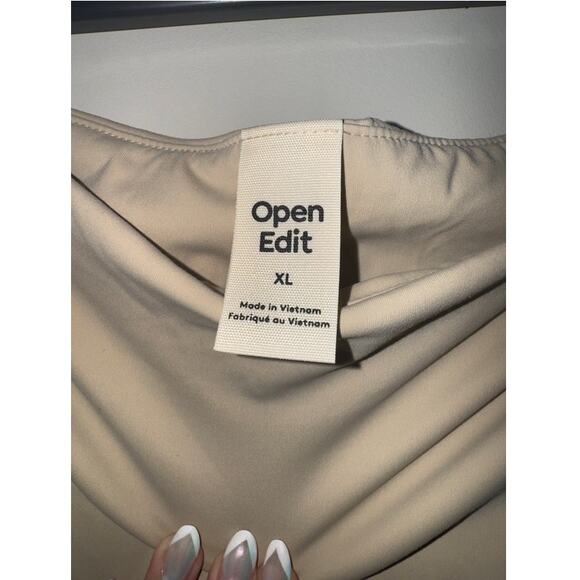 Open Edit Smooth Edit Midi Skirt in Tan Oxford - Picture 3 of 4